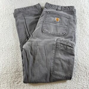 Carhartt Size 36x30 Relaxed Fit Carpenter Gray Grey Fleece Lined Chino Pants
